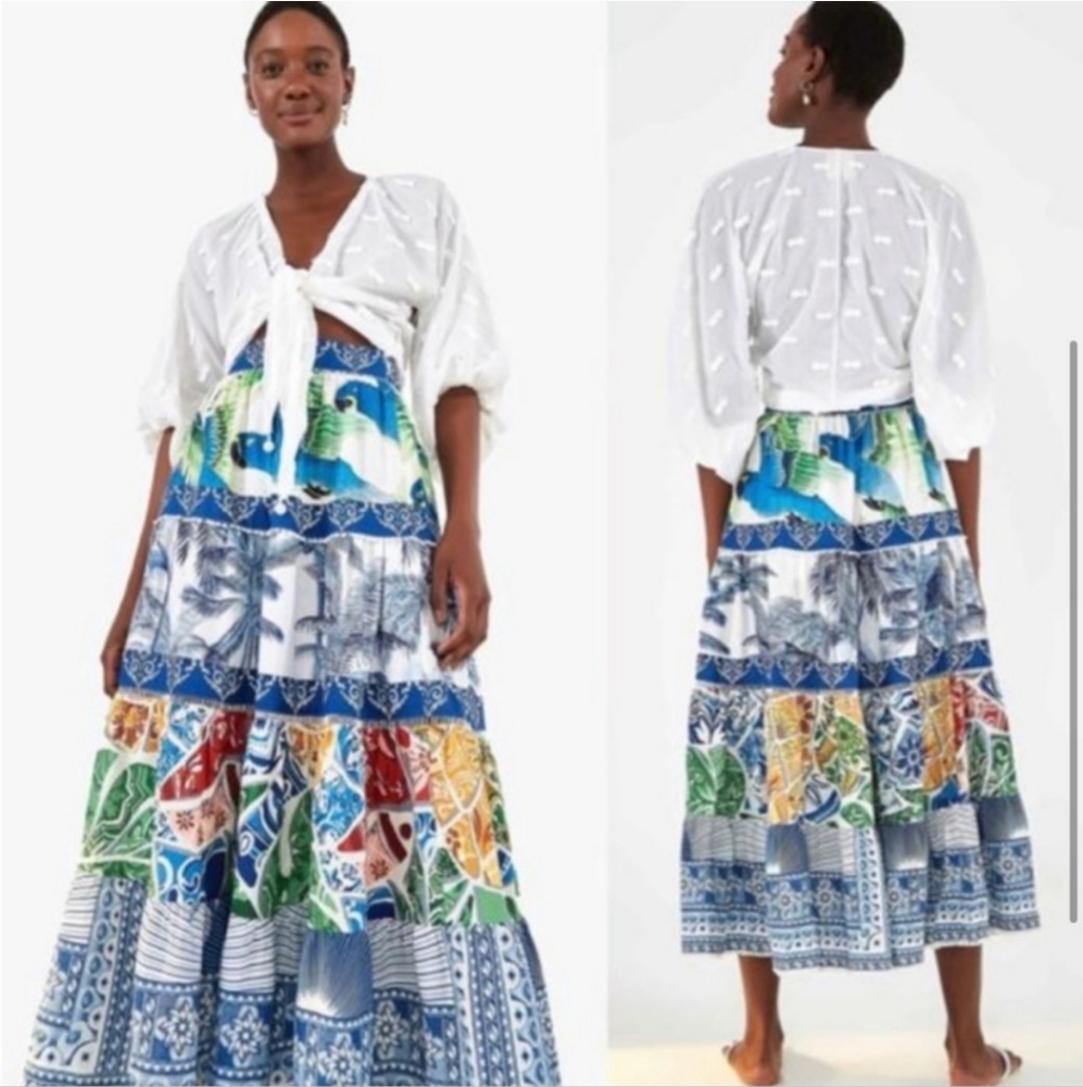 FARM Rio Multicolor Patchwork Maxi Skirt - Picture 3 of 10